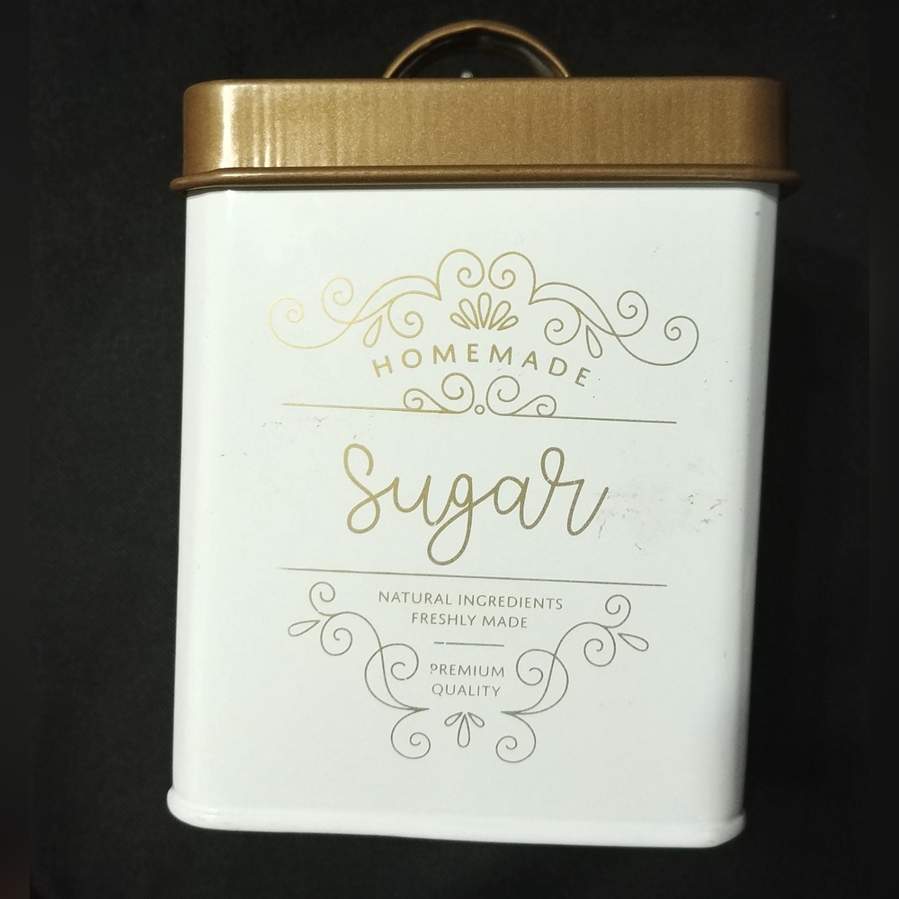Sugar Container Square Tin Farmhouse Retro Enamel Style Metal Storage Canister